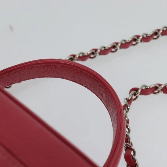 CHANEL Wicker Vanity Chain Shoulder Bag Rattan 2way Pink Silver CC Auth 114200AM - Picture 11 of 16